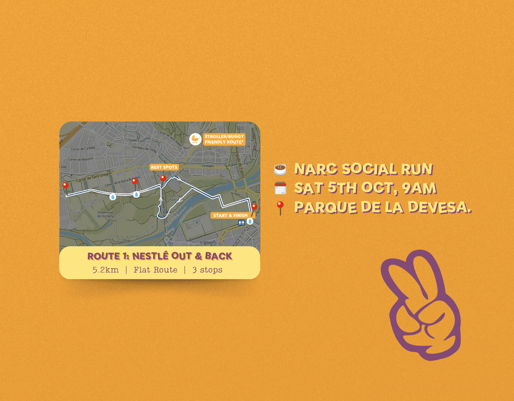 ✌🏽 NARC Social Run: ☕️ Route 1: Nestlé Out & Back *stroller friendly cover image