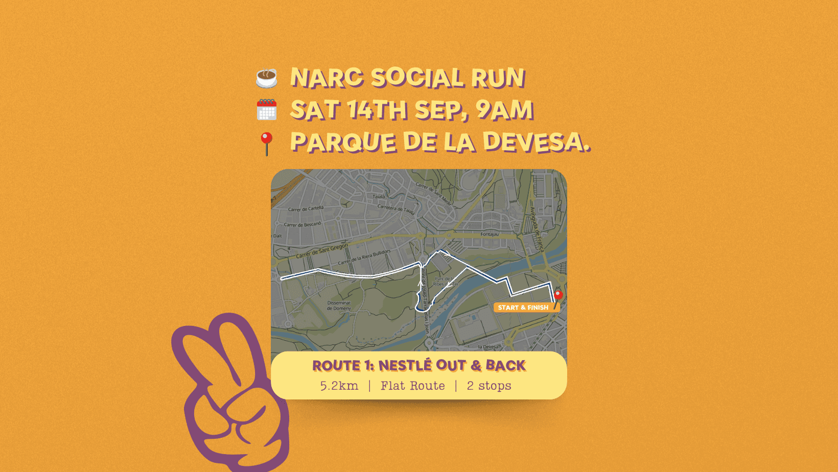 ✌🏽 NARC Social Run: Route 1: Nestlé Out & Back cover image