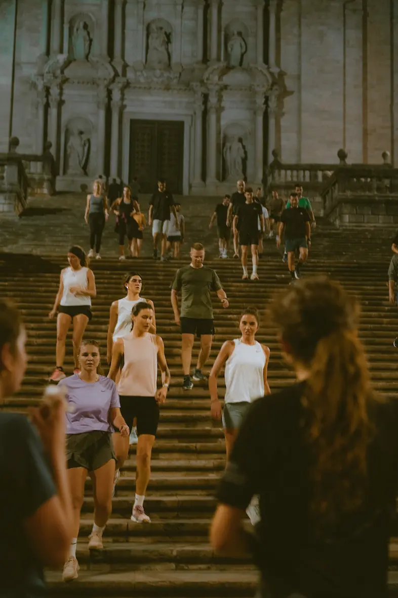 Squadra Social Run descent from Girona Cathedral